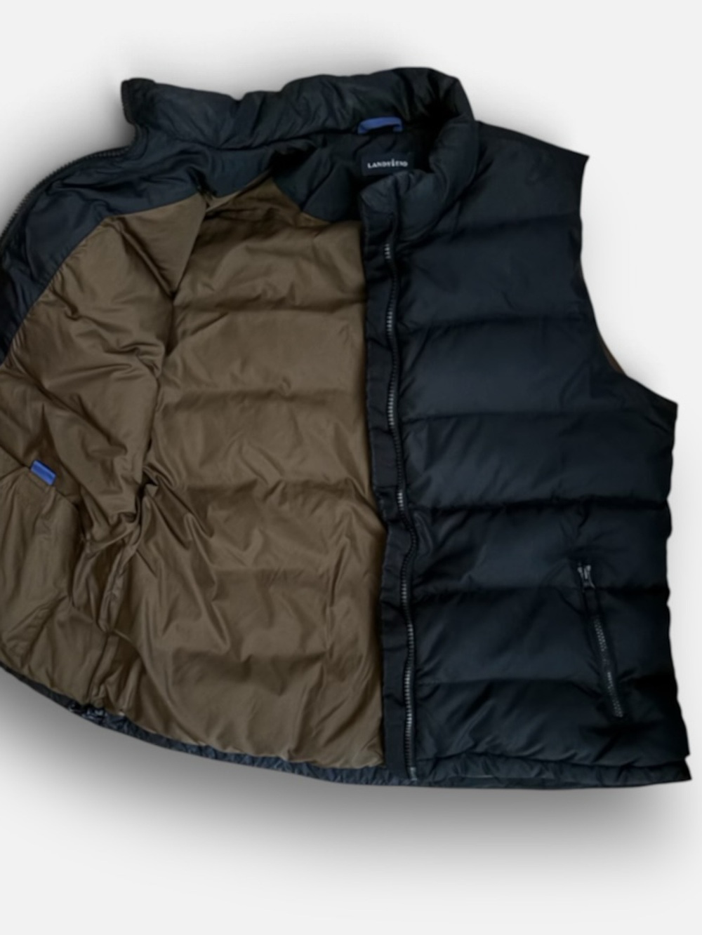Lands’ End Black Quilted Down Puffer Vest Women’s Size L